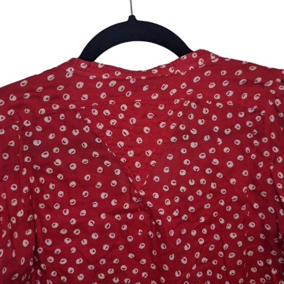 French Connection Red Polka Dot Button Down Shirt Size 6 ❤️ - Picture 9 of 13
